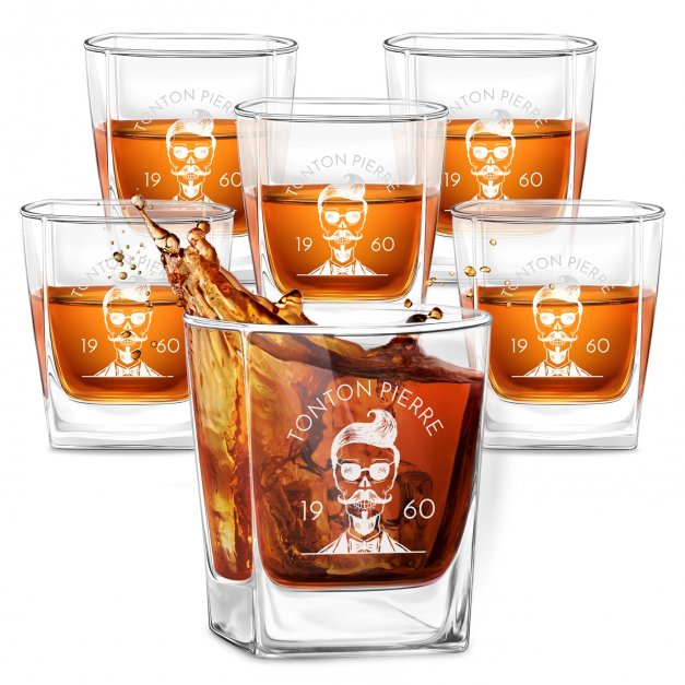 6 verres à whisky avec gravure pour tonton