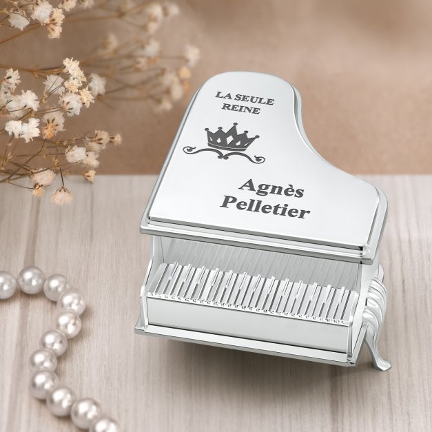 Coffret à bijoux en forme de piano avec gravure pour l'anniversaire d'une copine