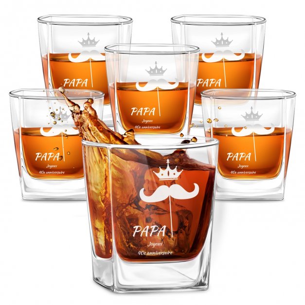 6 verres à whisky avec gravure pour 40e anniversaire de papa