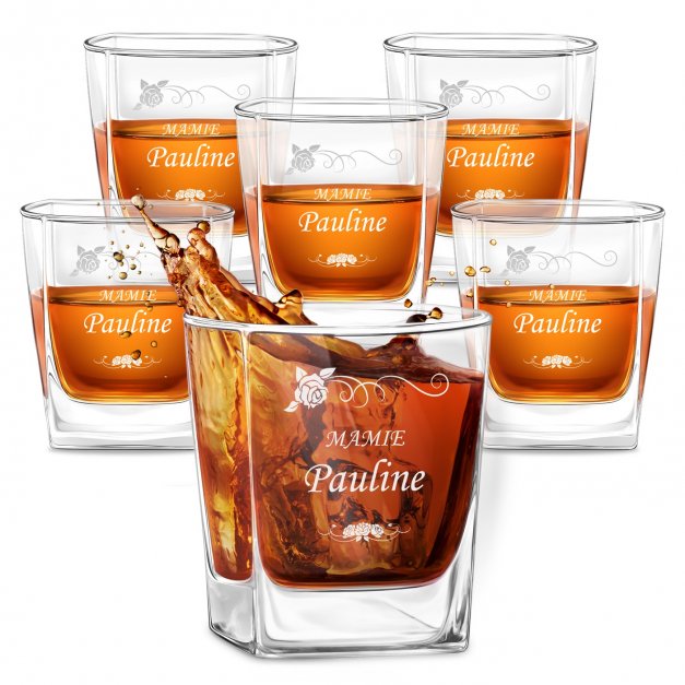 6 verres à whisky avec gravure pour l'anniversaire de grand-mère