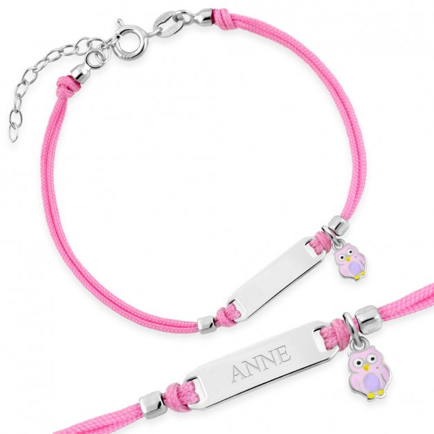 Bracelet cordon en argent massif 925 personnalisé pour une petite-fille