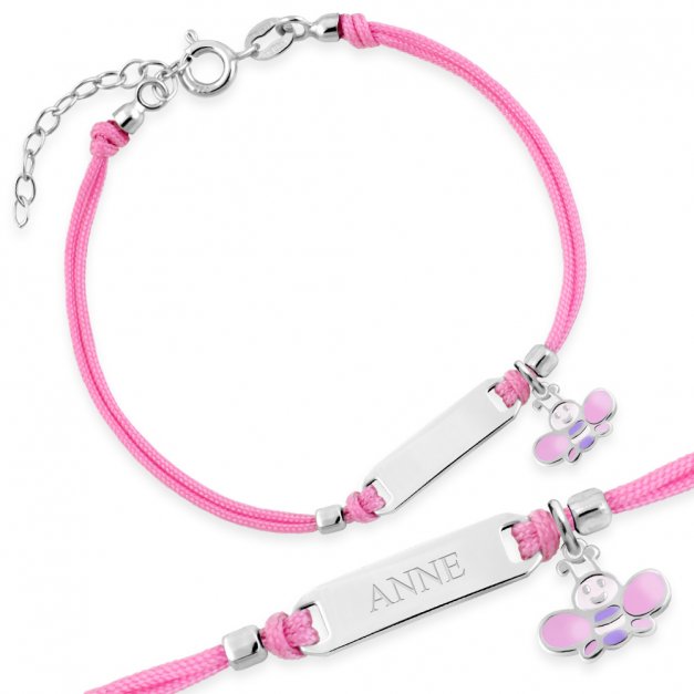 Bracelet cordon en argent 925 (millièmes) personnalisé pour une petite fille