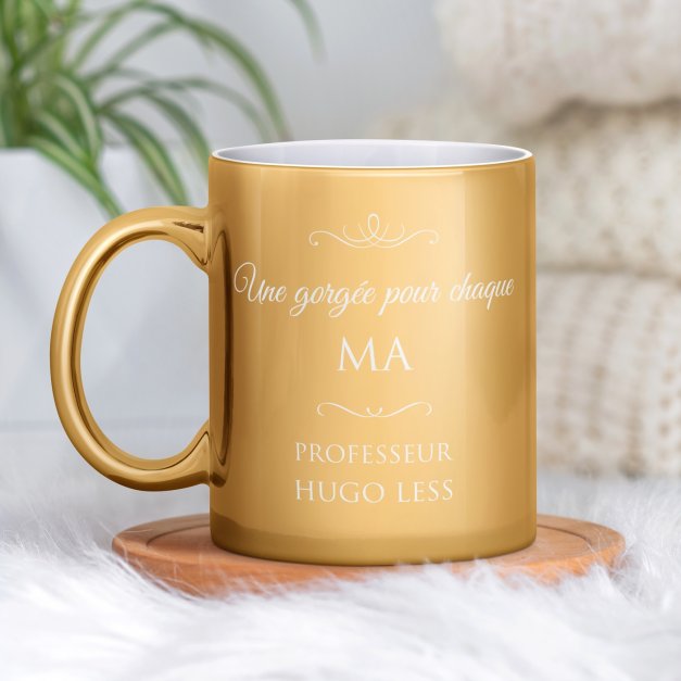 Tasse dorée en céramique avec personnalisation pour lui promoteur anniversaire
