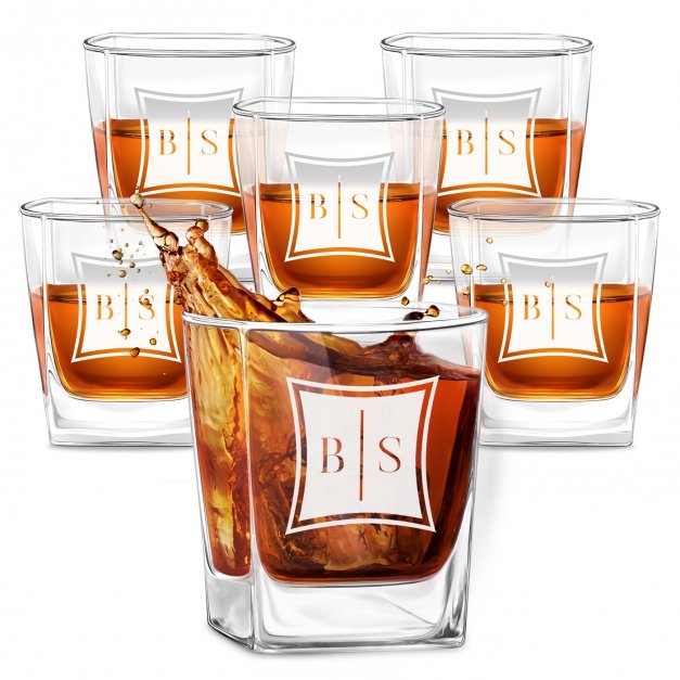 6 verres à whisky avec gravure pour couple avec des initiales
