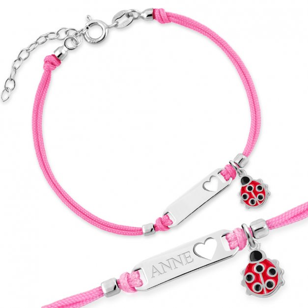 Bracelet cordon en argent 925 avec gravure pour une nièce