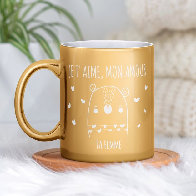 Tasse dorée en céramique avec personnalisation pour professeur enseignant 