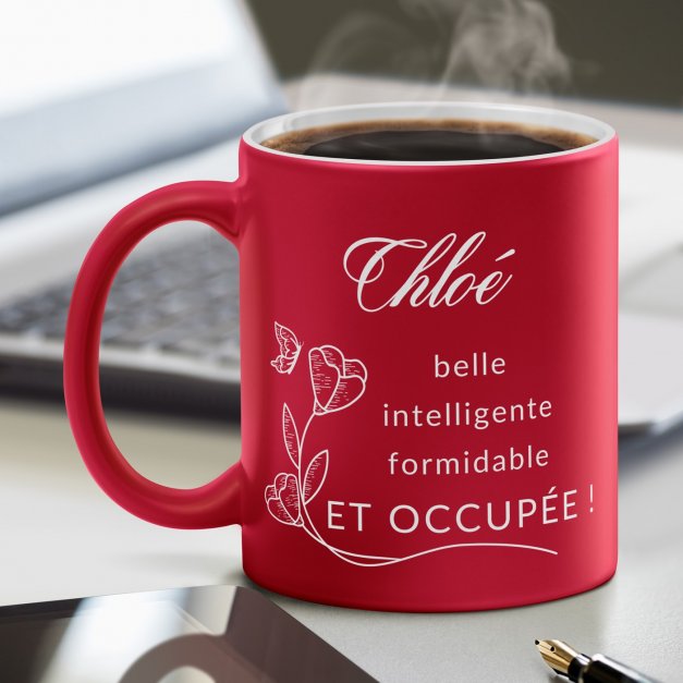 Tasse rouge en céramique fond blanc avec personnalisation pour elle femme copine anniversaire 