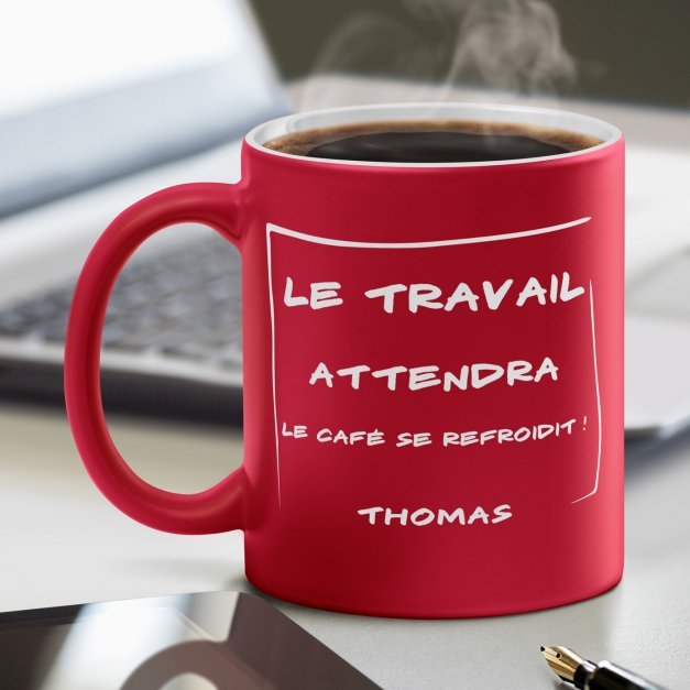 Tasse rouge en céramique fond blanc avec personnalisation pour lui collègue anniversaire 