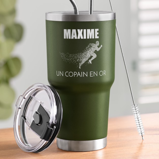 Gobelet isotherme vert avec gravure pour un copain pour la Saint-Valentin