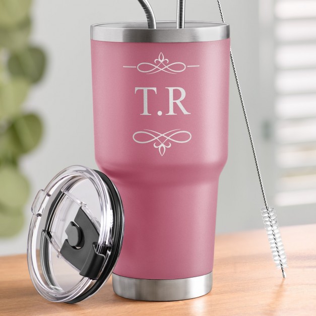 Mug isotherme rose avec gravure pour l'anniversaire d'un proche