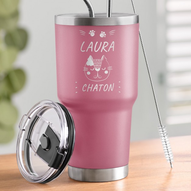 Mug isotherme rose personnalisé pour l'anniversaire d'une petite fille