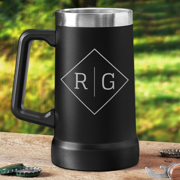Gobelet isotherme verre à bière noir personnalisé pour l'anniversaire d'un collègue