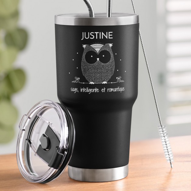 Mug isotherme noir avec gravure pour une femme pour la Saint-Valentin