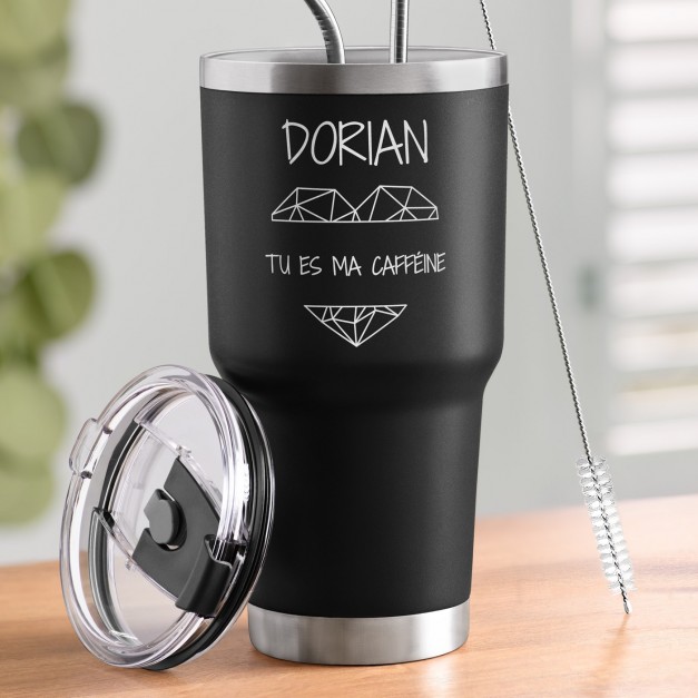 Mug isotherme noir avec gravure pour un homme pour la Saint-Valentin