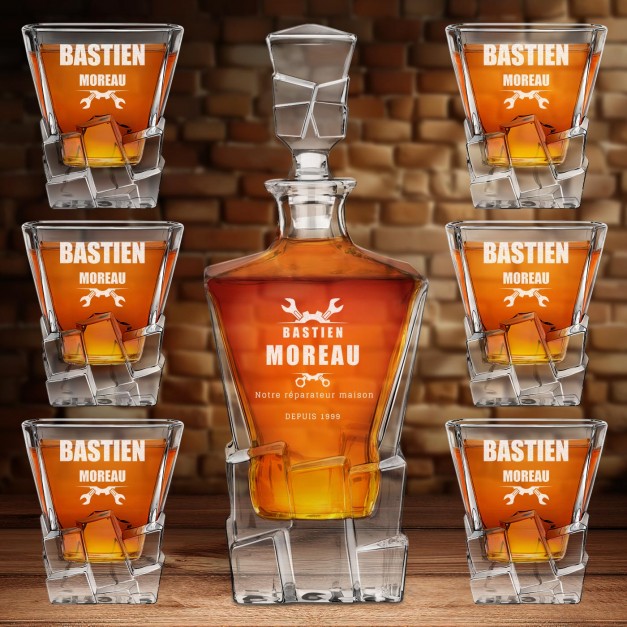 Carafe à whisky Ice Blink et 6 verres avec gravure pour bricoleur
