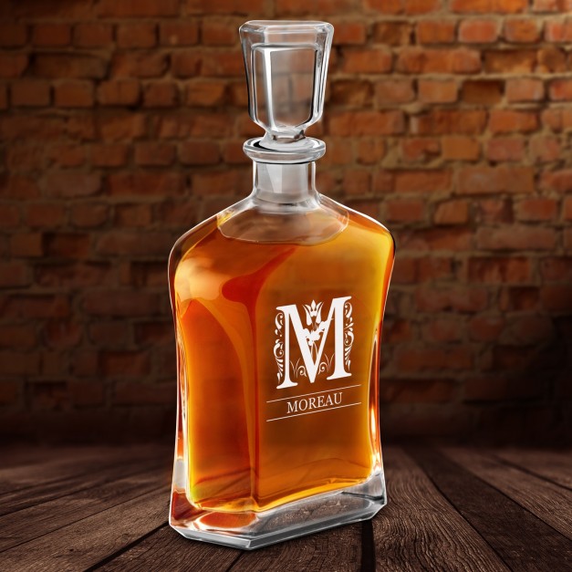 Carafe à whisky avec gravure pour gentleman avec initiale