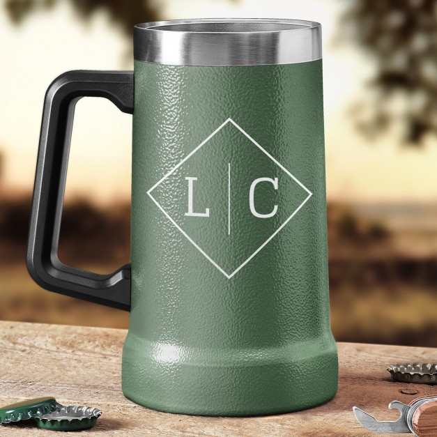 Gobelet isotherme verre à bière vert personnalisé pour l'anniversaire d'un proche