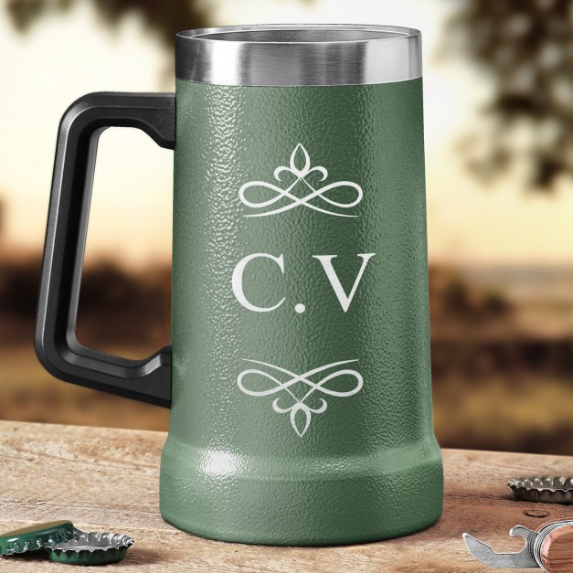 Gobelet isotherme verre à bière vert personnalisé pour elle ou pour lui pour un anniversaire