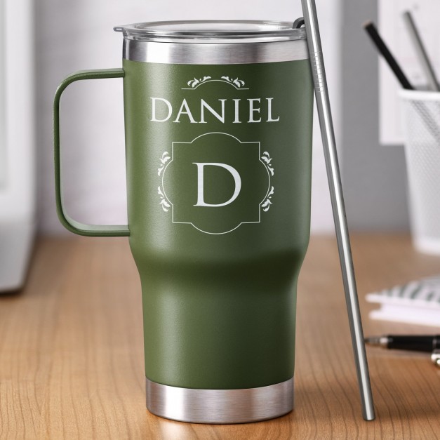 Mug de voyage vert personnalisé pour l'anniversaire d'un homme