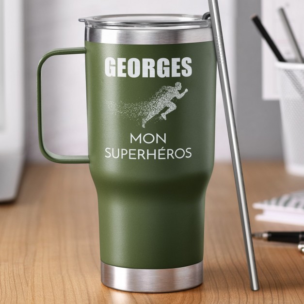 Mug de voyage vert avec gravure pour un copain pour la Saint-Valentin