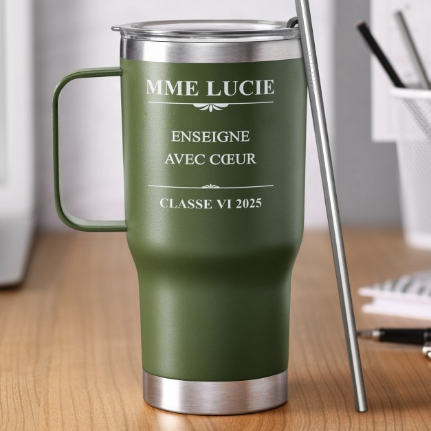 Mug de voyage vert personnalisé pour une meilleure prof