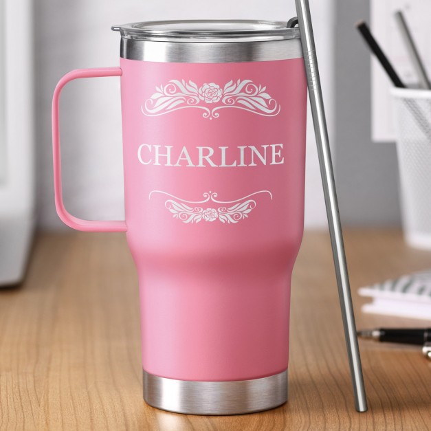 Mug thermique rose avec gravure pour une copine pour la Saint-Valentin