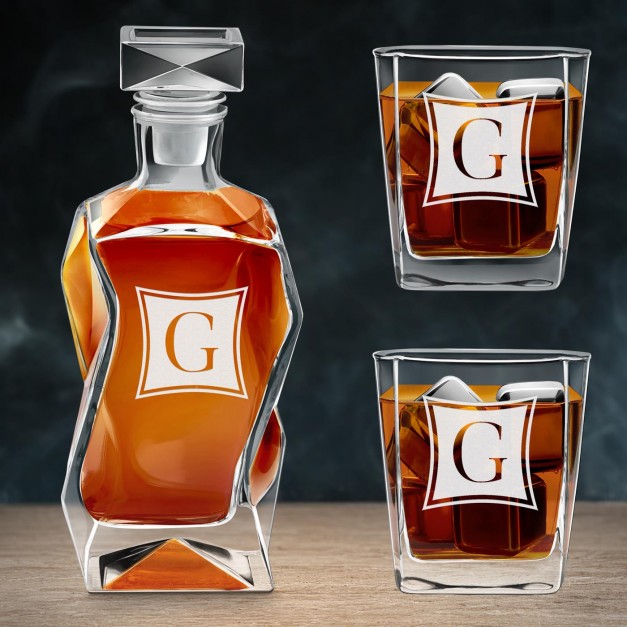 Ensemble Carafe Courbe et 2 verres avec gravure pour elle pour lui pour couple