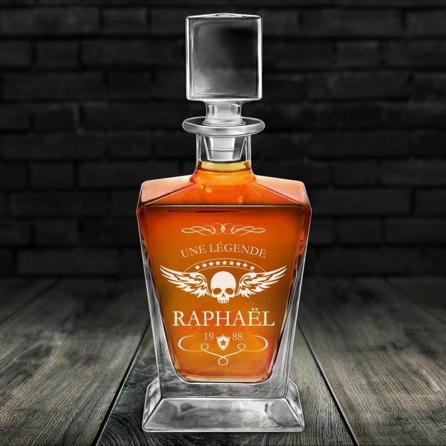 Carafe à whisky Pyramid avec gravure pour motard pour anniversaire