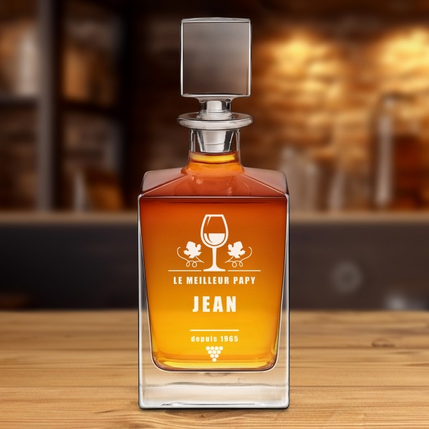 Carafe à whisky Cube avec gravure pour l'anniversaire de grand-père