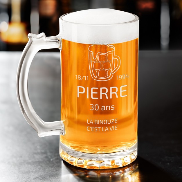 Verre à bière avec personnalisation pour les 30 ans d'un ami