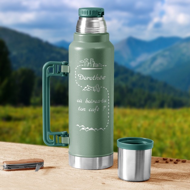 Thermos vert personnalisé pour l'anniversaire d'une amie