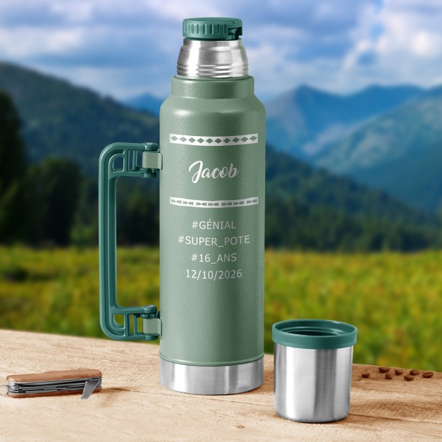 Thermos vert personnalisé pour un copain pour ses 16 ans