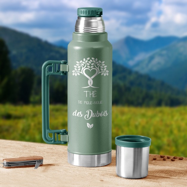 Thermos vert personnalisé pour un couple pour mariage