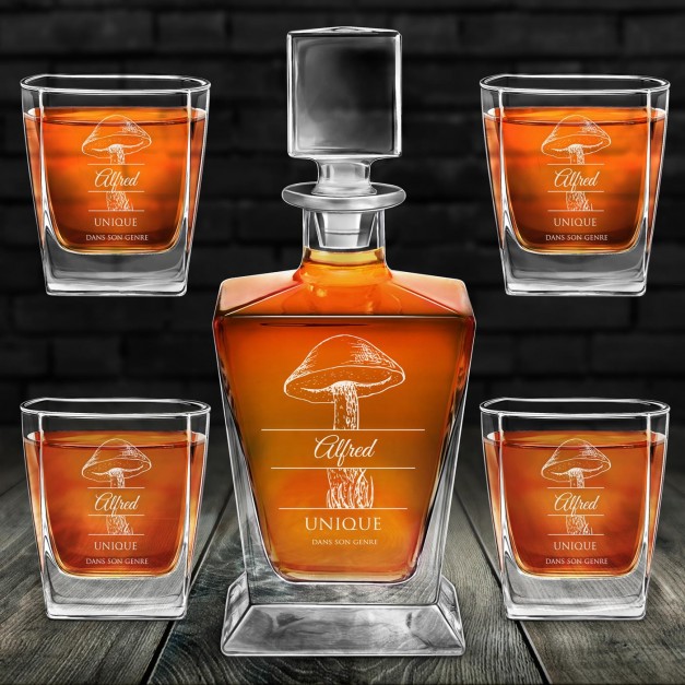 Carafe à whisky Pyramid et 4 verres avec gravure pour meilleur ami