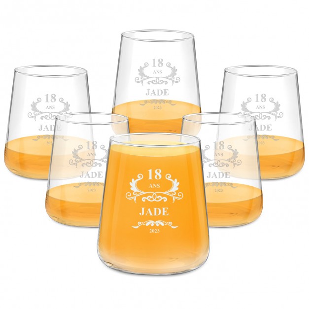Set de 6 verres avec gravure pour une copine pour ses 18 ans