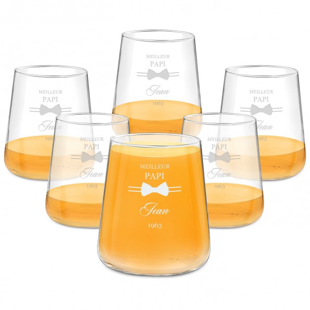 Set de 6 verres personnalisés pour l'anniversaire d'un papy