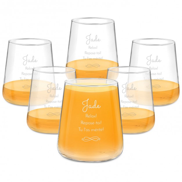 Set de 6 verres avec gravure pour l'anniversaire d'une amie