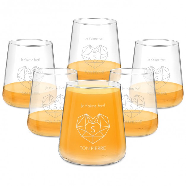Set de 6 verres personnalisés pour une épouse pour la Saint-Valentin