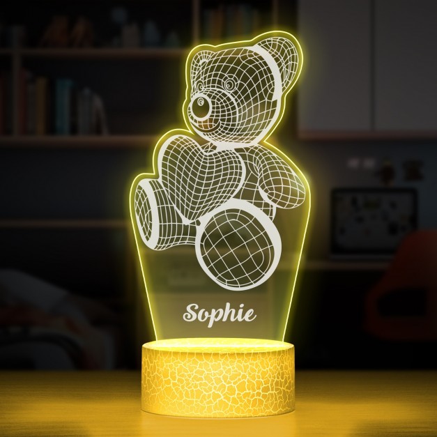 Lampe LED 3D avec impression nounours et cœur pour elle
