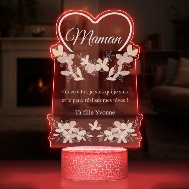 Lampe LED 3D avec impression pour maman avec cœur