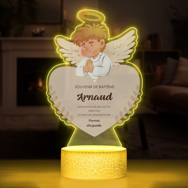 Lampe LED 3D avec impression pour baptême pour garçon