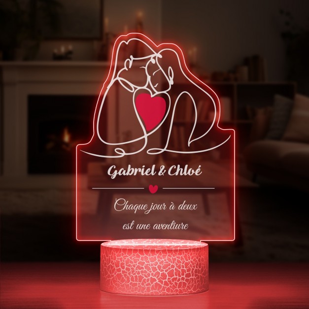 Lampe LED 3D avec impression pour un couple amoureux