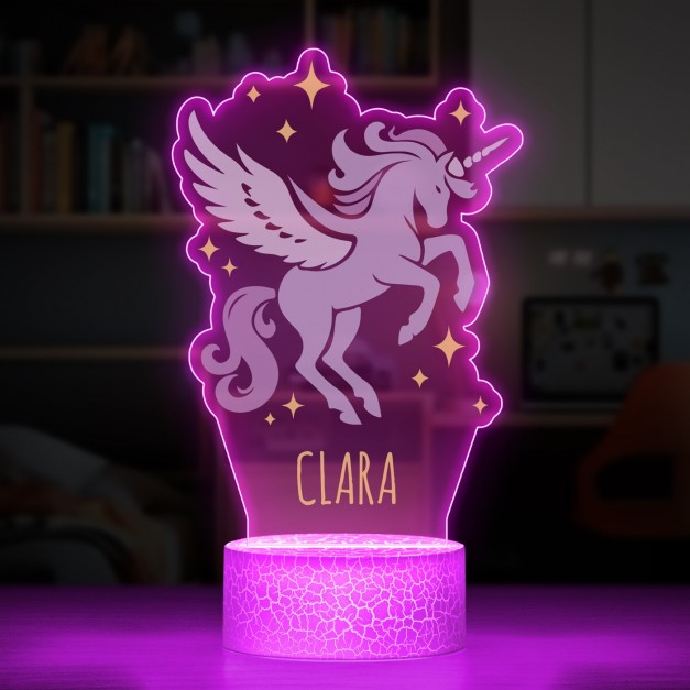 Lampe LED 3D avec impression licorne avec prénom
