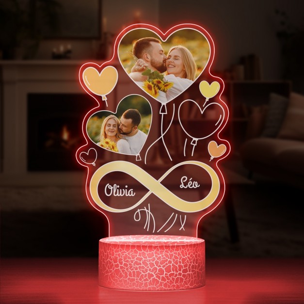 Lampe LED 3D avec impression pour couple pour la Saint Valentin