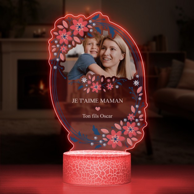 Lampe LED 3D avec impression je t'aime maman avec photo