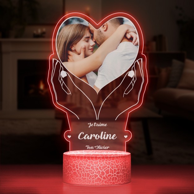 Lampe LED 3D avec impression pour épouse pour la Saint-Valentin