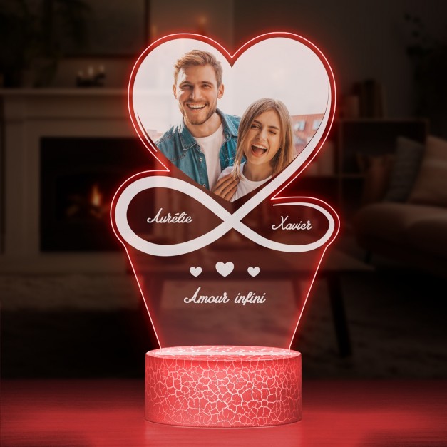 Lampe LED 3D avec impression amour infini