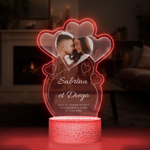 Lampe LED 3D avec impression pour couple avec photo
