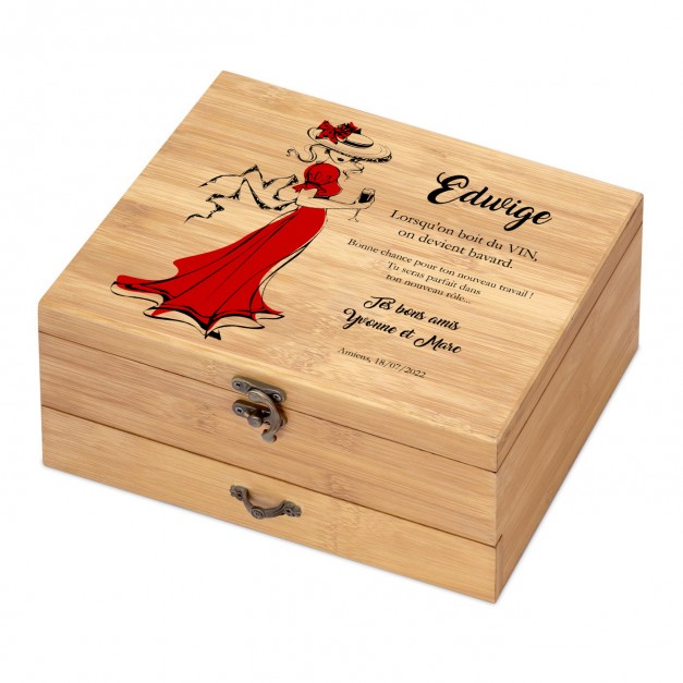 Ensemble d'accessoires pour vin avec coffret en bois de bambou avec impression pour une collègue pour promotion