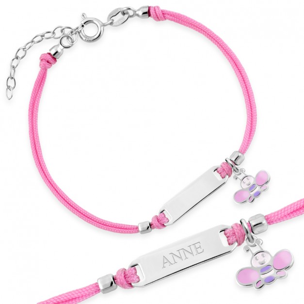 Bracelet cordon en argent 925 (millièmes) personnalisé pour une petite fille